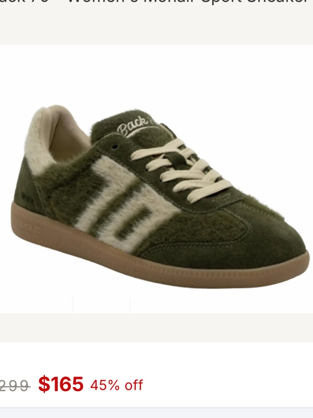 Back 70 forest Green mohair Sneakers New in Box
